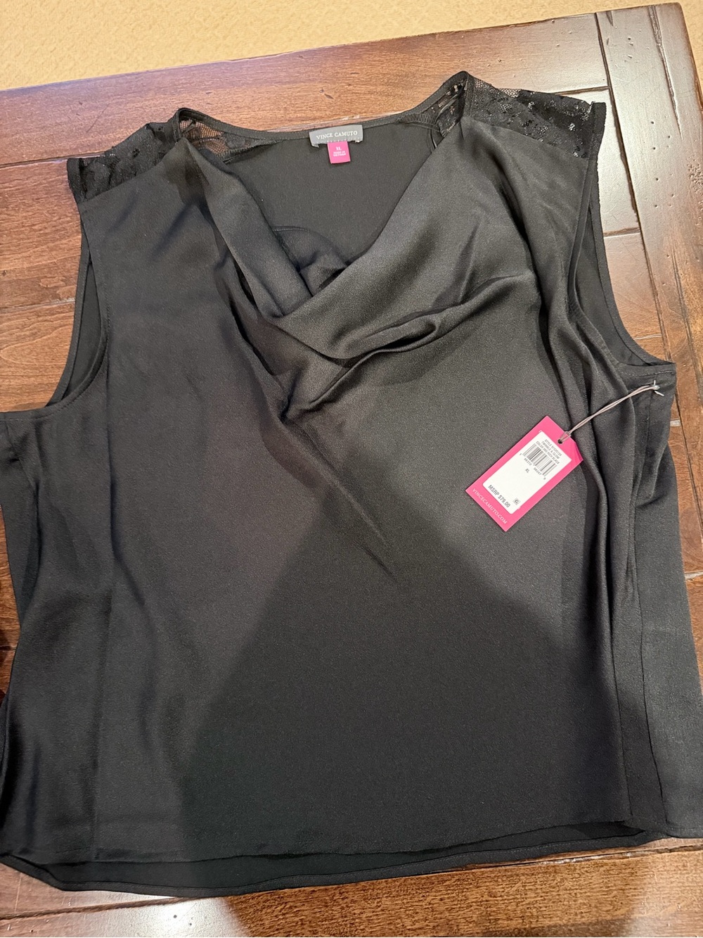 Vince Camuto Black Drape Neck Sleeveless Top NWT size XL